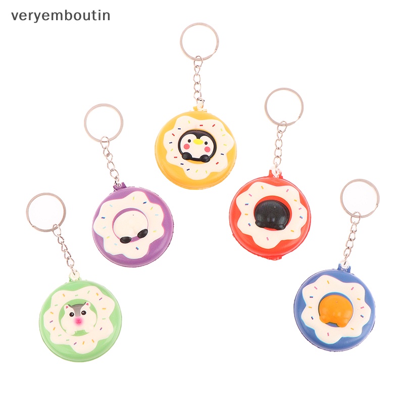 1 Móc Khóa Hình Bánh Donut Bóp Xả Stress Màu Sắc Ngẫu Nhiên