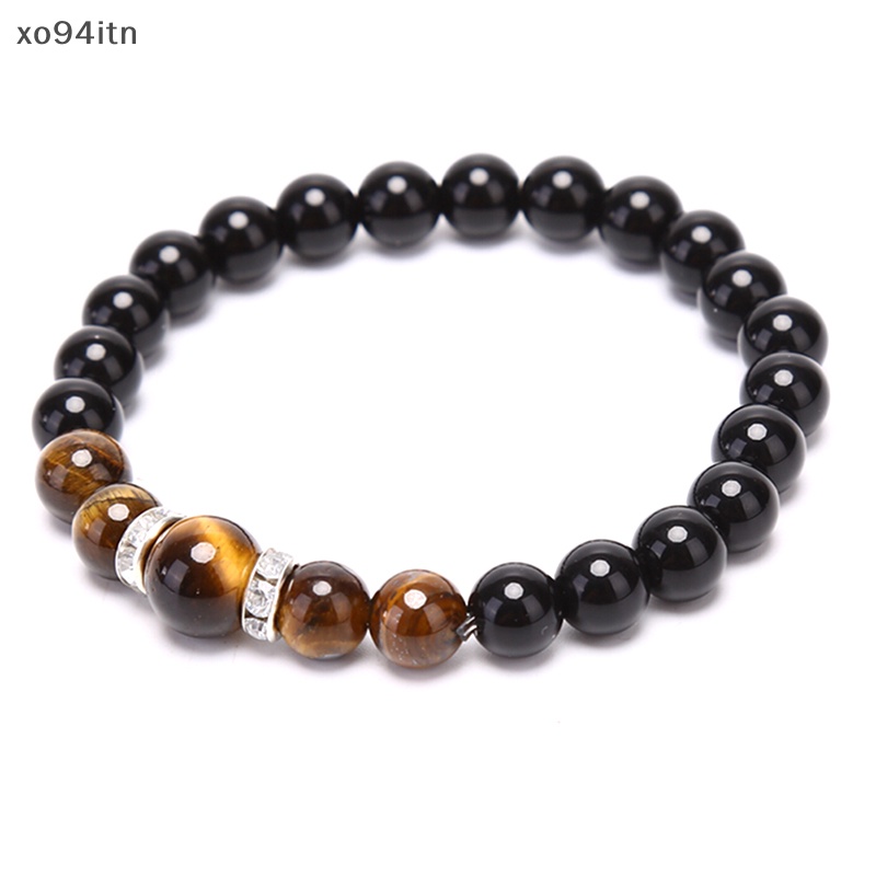 Vòng Tay Chuỗi Hạt Đá Mắt Hổ Đen Tự Nhiên Thời Trang Cho Nam