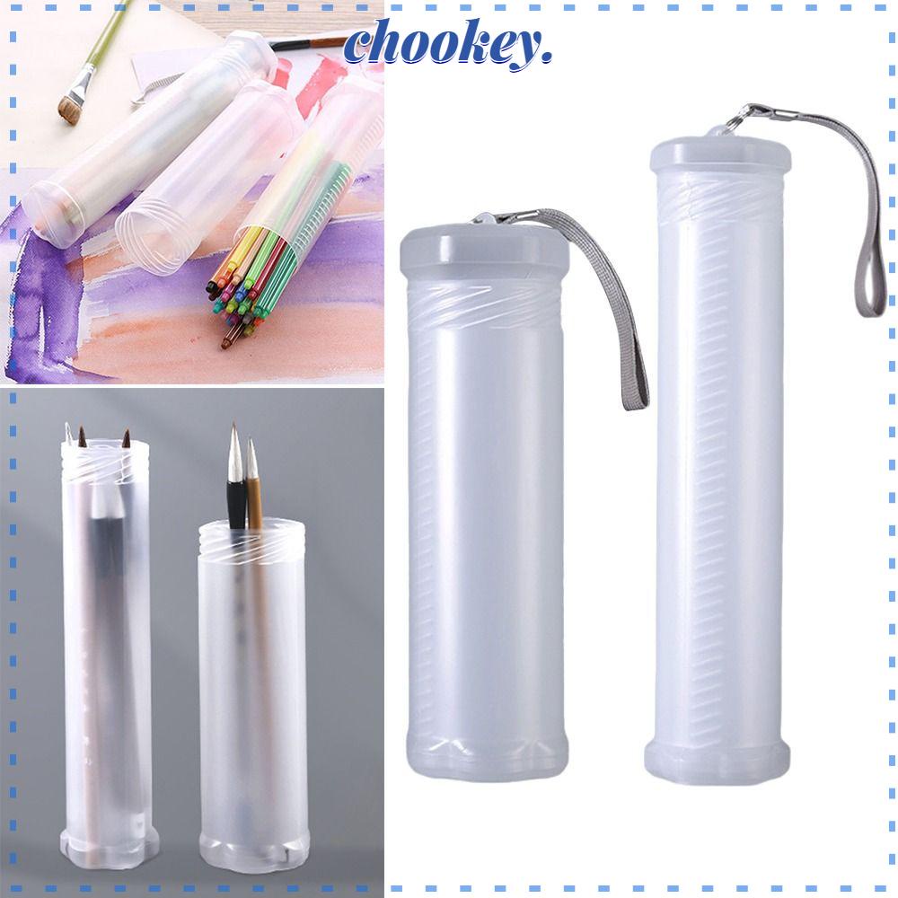 CHOOKEY Bộ 2 Giá Đỡ Cọ Vẽ Hình Trụ Bằng Nhựa Trong Suốt Nhỏ Gọn Tiện Dụng Cho Trường Học / Văn Phòng