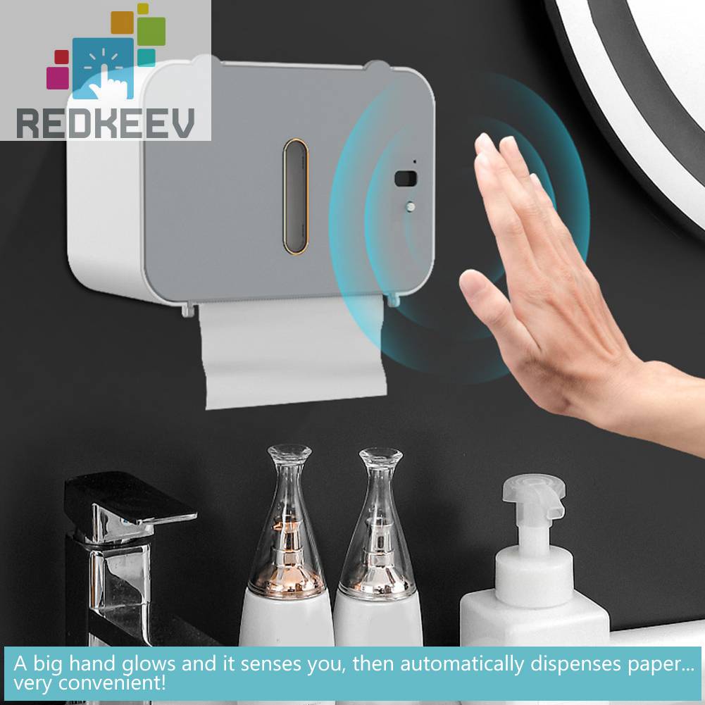 Hộp Đựng Giấy Cuộn Cảm Biến Thông Minh Gắn Tường Kèm Sạc USB Tiện Dụng Cho Nhà Tắm