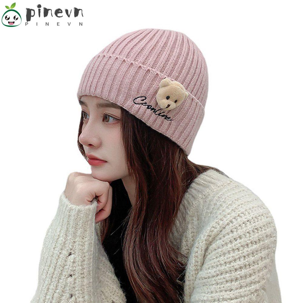 PINEVN Mũ Lưỡi Trai Hình Gấu Con Giữ Ấm Cho Nữ