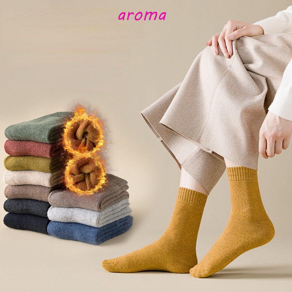 AROMA Vớ Đan Len Cổ Cao Màu Sắc Đơn Giản Thời Trang Thu Đông Cho Nữ