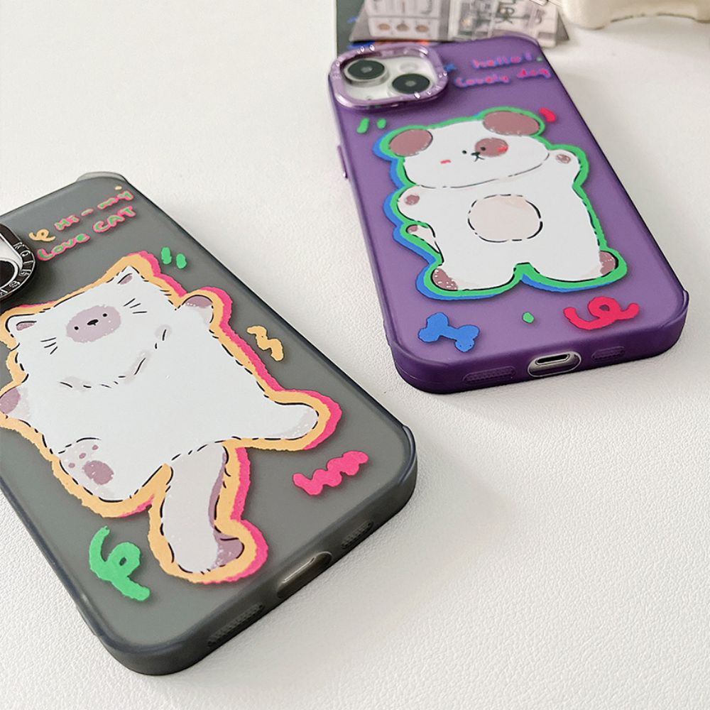 Ốp Điện Thoại TPU Mềm Chống Dấu Vân Tay Chống Rơi In Hình Cún / Mèo Mạ Điện Thời Trang Cho IPhone 14 13 12 11 Pro Max X XR 8 7 Plus