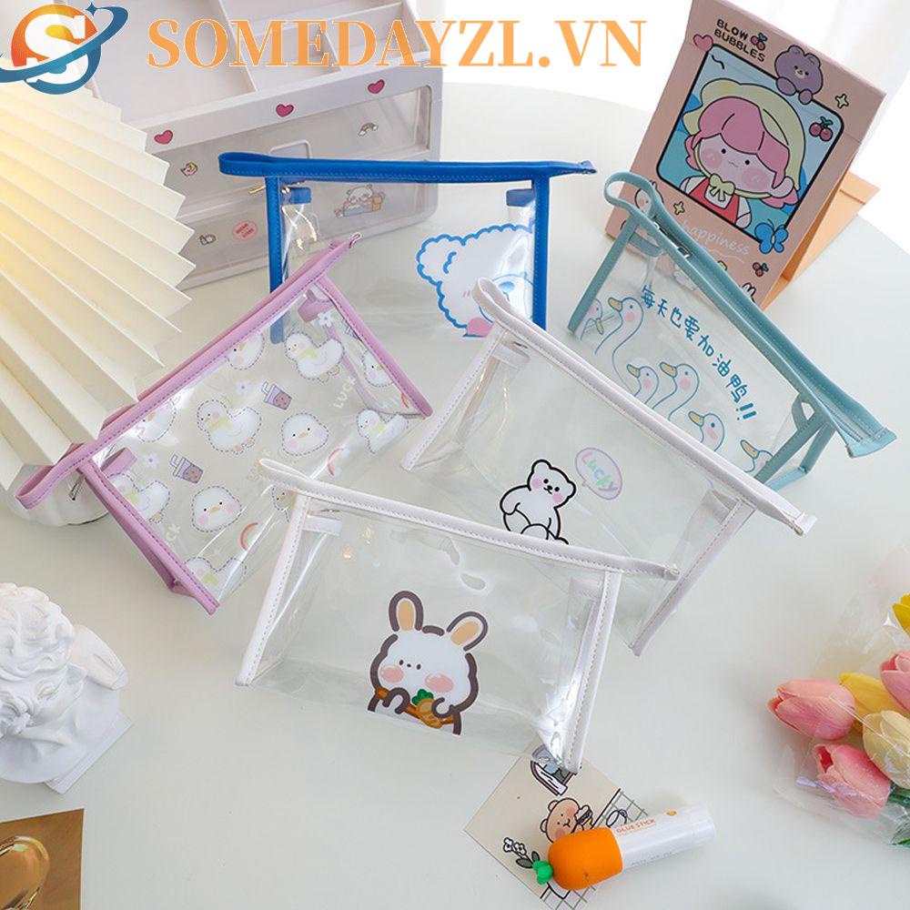 SOMEDAYZL Túi Đựng Mỹ Phẩm Trong Suốt Hình Thỏ Gấu Chống Nước Sức Chứa Lớn Cho Nữ