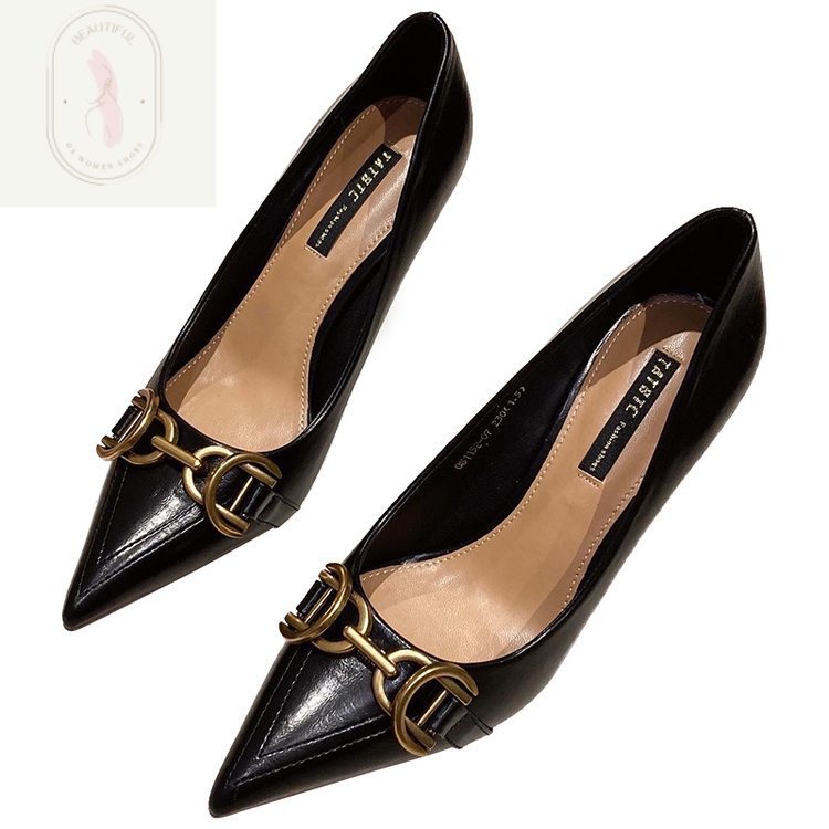 Giày Cao Gót Mũi Nhọn Chất Liệu Da PU 6-8cm