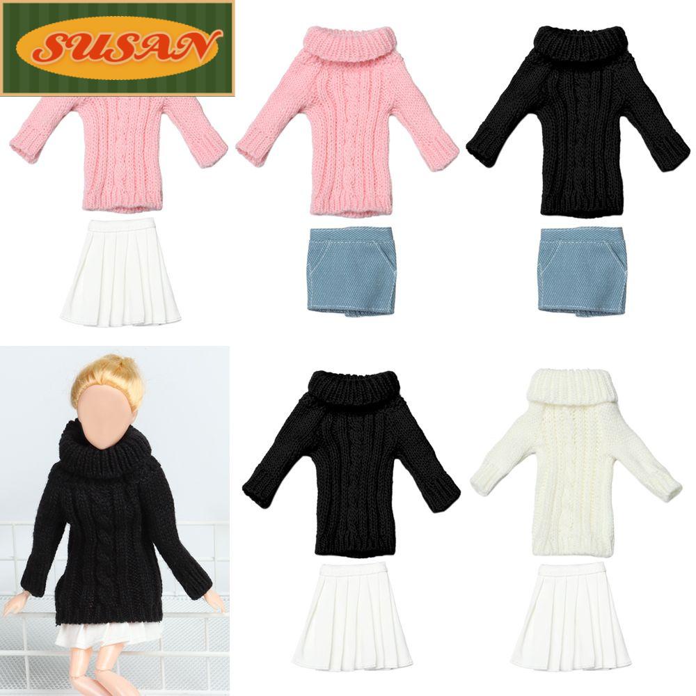 SUSANS 1 Bộ Áo Sweater Dệt Kim Thủ Công + Chân Váy Mini Đơn Giản Cho Búp Bê Mới