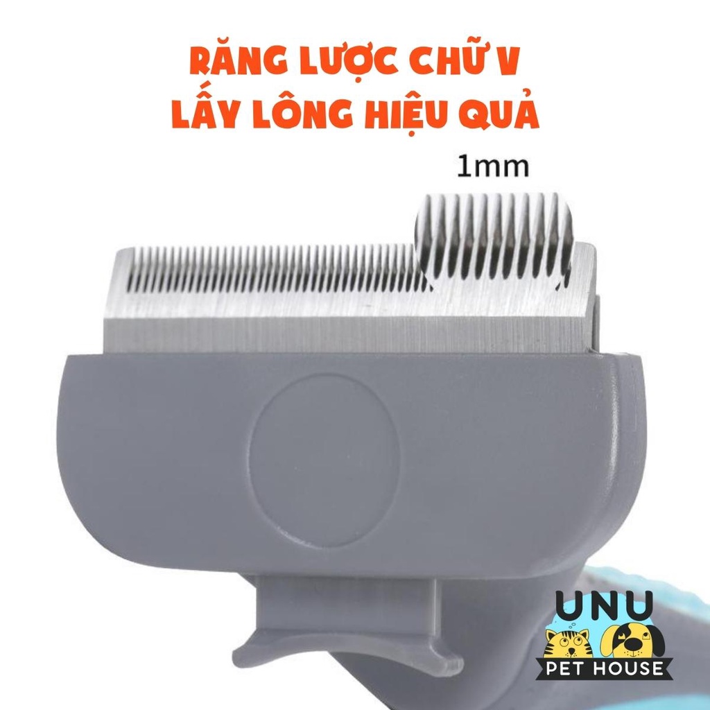 Lược chải lông chó mèo thiết kế bồ cào có nút gạt lông, thích hợp chải lông cho chó mèo lông ngắn và dày – UNU Pet House