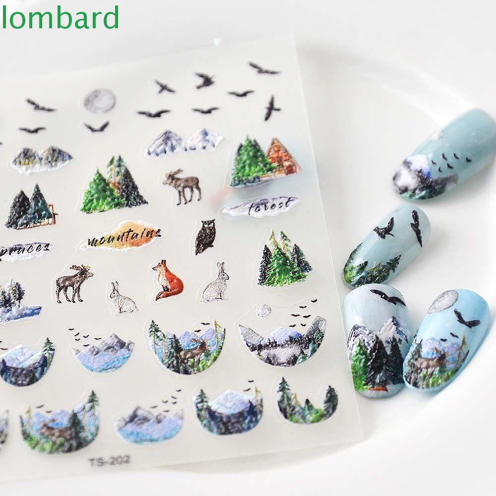 LOMBARD Miếng Dán Trang Trí Móng Tay Nghệ Thuật Họa Tiết Chim Hạc Bằng Gốm Phong Cách Trung Hoa Cổ Điển Dành Cho Nữ DIY