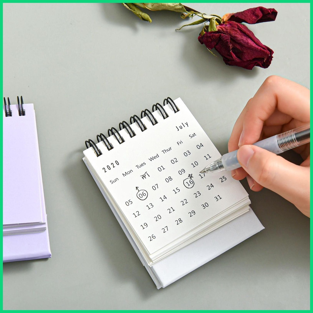 Lịch Để Bàn 2024 Mini Xoay 360 Độ Kèm Giấy Ghi Chú Tiện Dụng Cho jiwvn