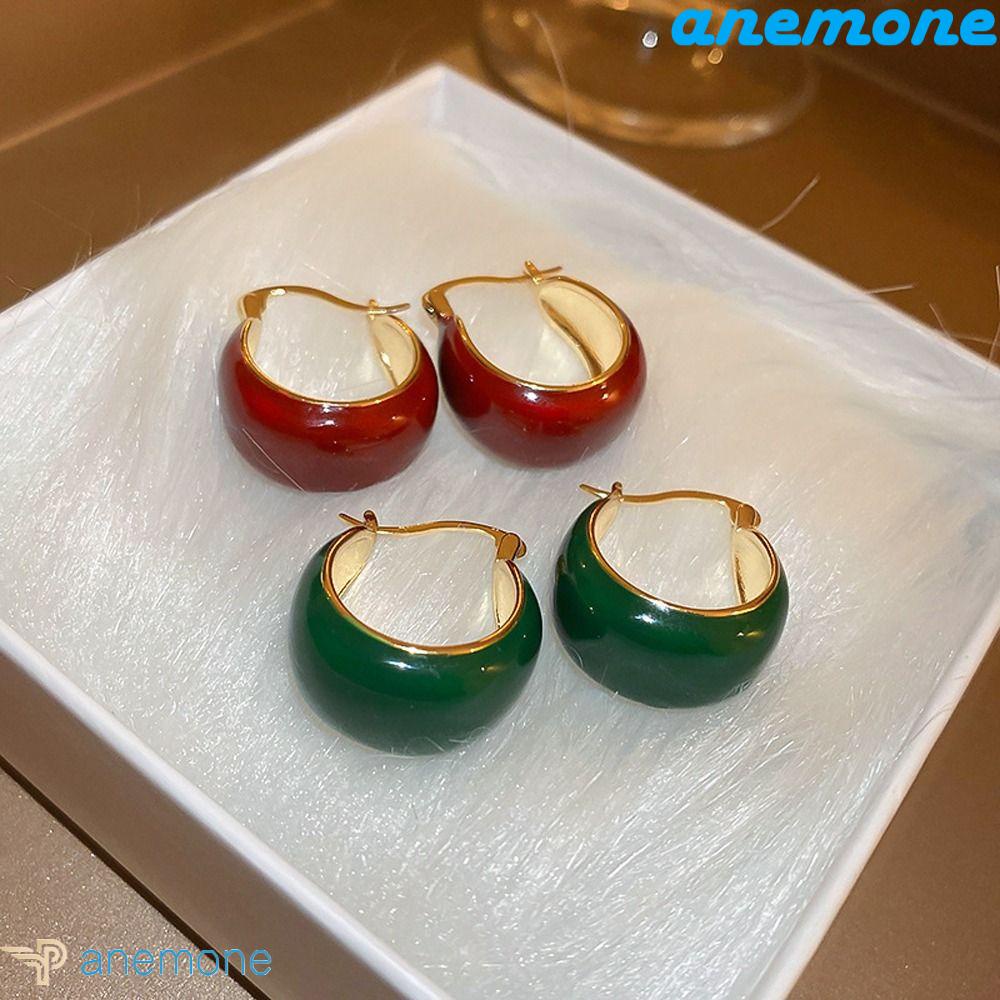 ANEMONE Bông Tai Hình Tròn Bằng Hợp Kim Phong Cách Hàn Quốc Thời Trang Cho Nữ