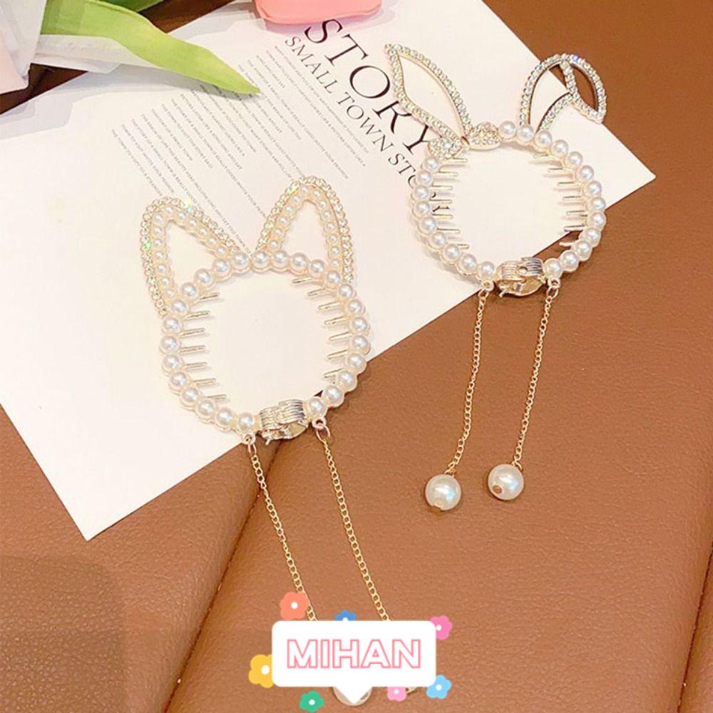 MIHAN1 Kẹp Tóc Cài Tóc Đính Bóng Lông Thỏ Mèo Kiểu Retro Cho Bé