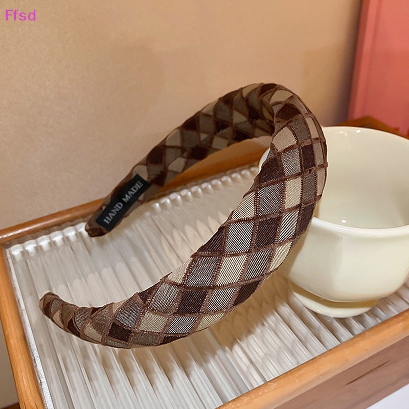 {Ffsd} Băng Đô Cài Tóc Bằng Xốp Kẻ Sọc Caro Bằng Vải Thời Trang Thông Thường Đa Năng Dành Cho Bạn Nữ * Hàng Bán Chạy