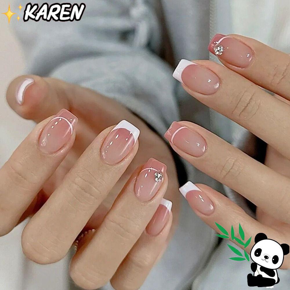 KAREN Bộ Móng Tay Giả DIY Che Phủ Toàn Diện Có Thể Tháo Rời