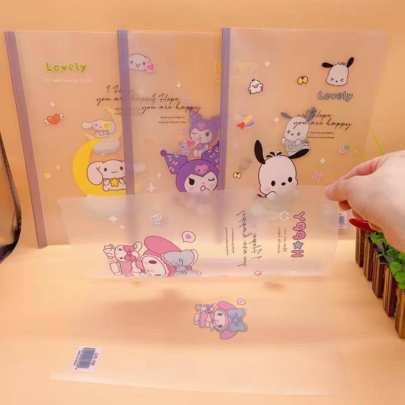 SANRIO Set 4 Bìa Kẹp Tài Liệu Khổ A4 Bằng PVC Họa Tiết Hoạt Hình Mymelody Kuromi Cinnamoroll Pochacco