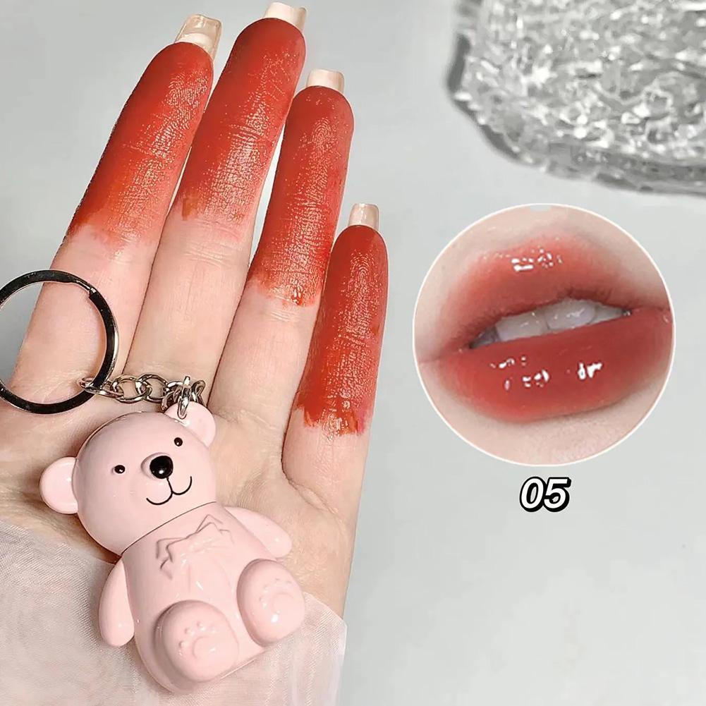 Son Môi Lâu Trôi Không Dính Thiết Kế Móc Khóa Hình Gấu Dễ Thương J4T2