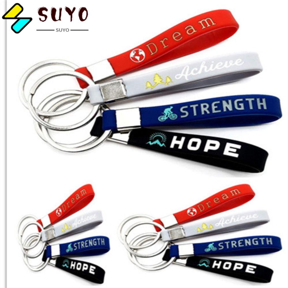 SUYO Set 12 Móc Khóa Cao Su Silicone In Câu Trích Dẫn Truyền Cảm Hứng Cho Nam