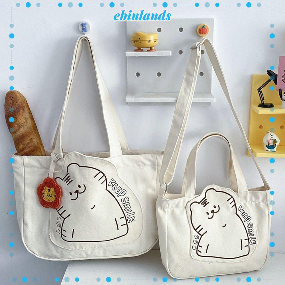 EBINLANDS Túi Xách Đeo Vai Cỡ Lớn Họa Tiết Hổ Hoạt Hình Dễ Thương