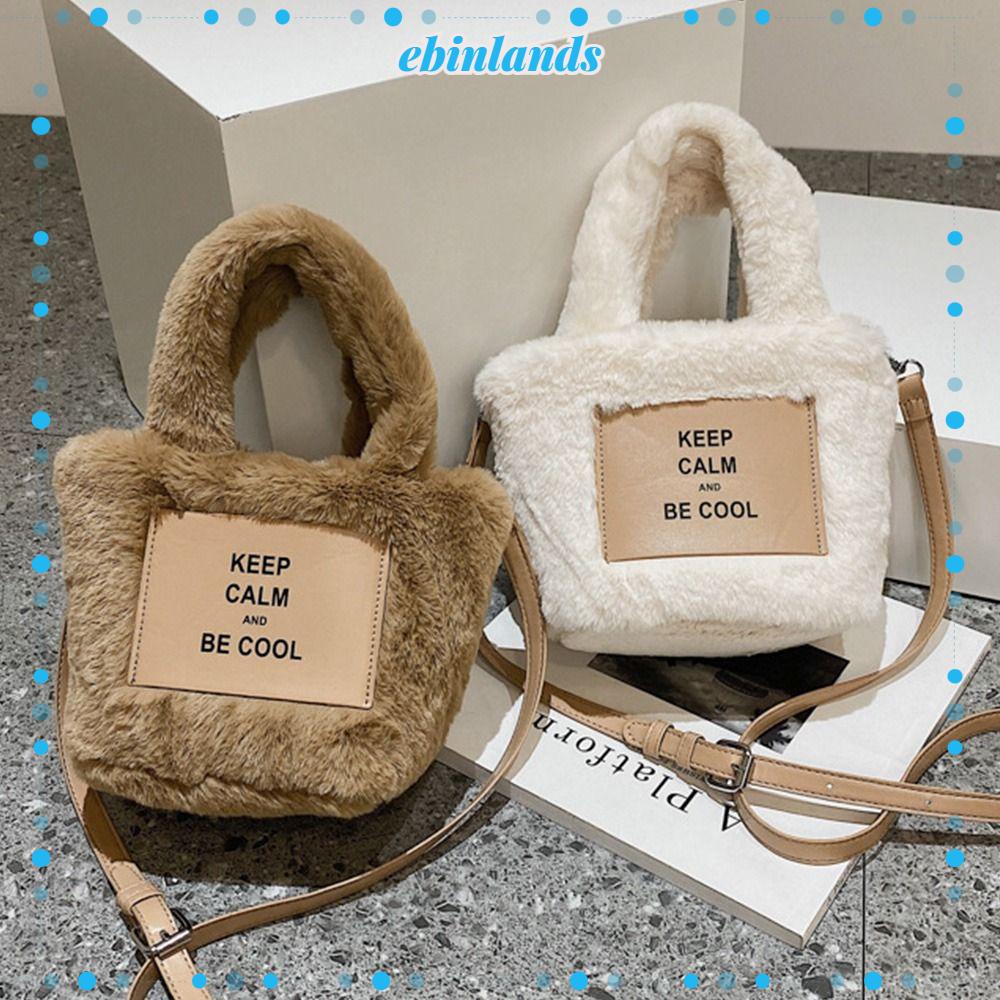 EBINLANDS Túi Đeo Chéo Phủ Lông Mềm Mại Thời Trang Mùa Đông