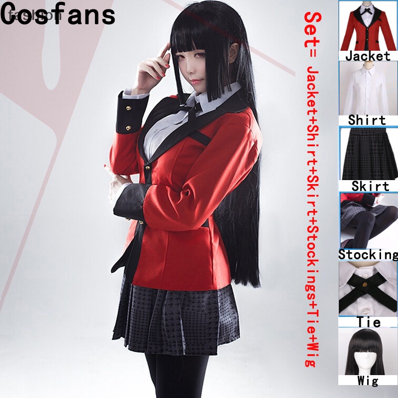 Anime nhân vật hoạt hình jabami yumeko đen dài thẳng tóc giả cosplay bên VN
