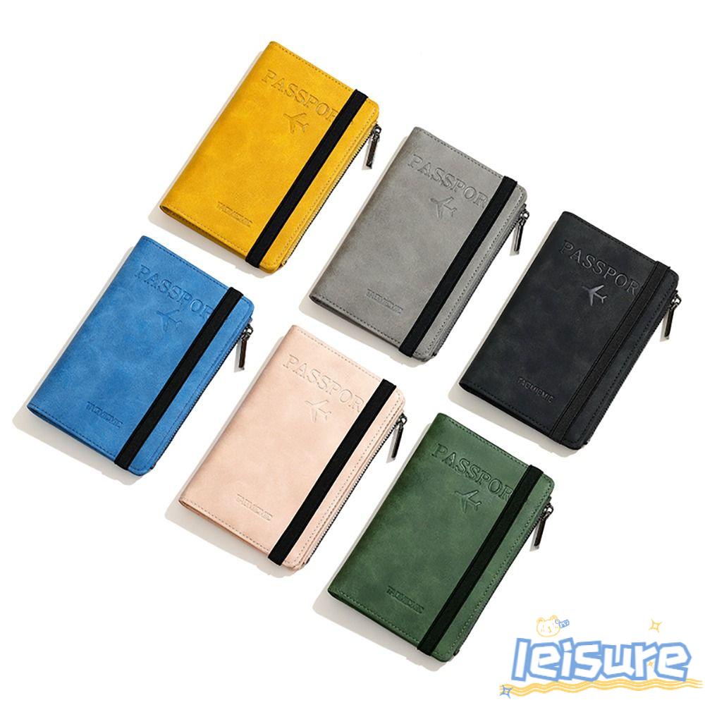 LEISURE Ví Da PU Siêu Mỏng Đựng Hộ Chiếu Có Khóa Kéo Đa Năng Tiện Dụng