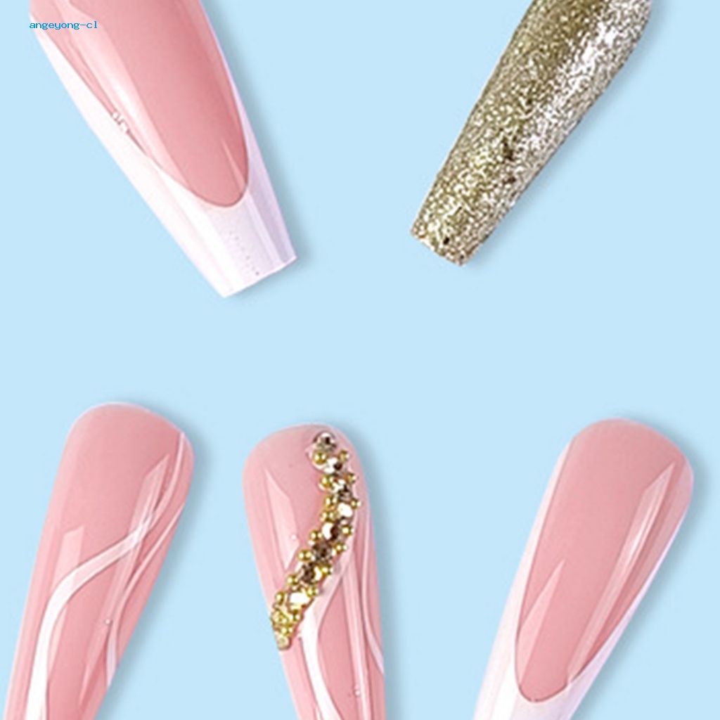 Bộ 24 Móng Tay Giả Dạng Nhấn Chống Nước Lâu Trôi Phong Cách Pháp Cho Bất Kỳ Occasion