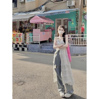  Đầm Hai Dây Phối Ren Màu Trắng Dáng Dài Xẻ Tà Thời Trang Công Sở Thanh Lịch 