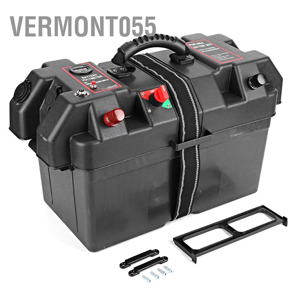 Vermont055 Trạm trung tâm điện động cơ Minnkota Trolling bằng nhựa Hộp pin Cổng sạc USB 12V