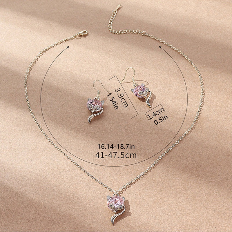 Bộ Vòng cổ + Bông Tai Mạ Bạc 925 Đính Đá Zircon Hình Trái Tim Sang Trọng Cho Nữ