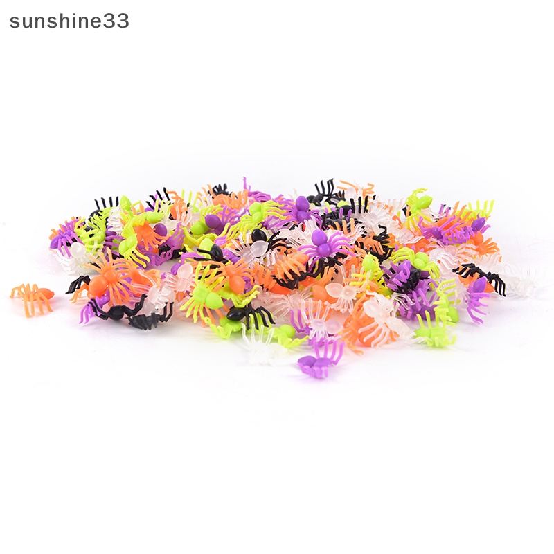 Set 200 Mô Hình Nhện Nhựa Nhiều Màu Sắc Dùng Để Trang Trí Halloween