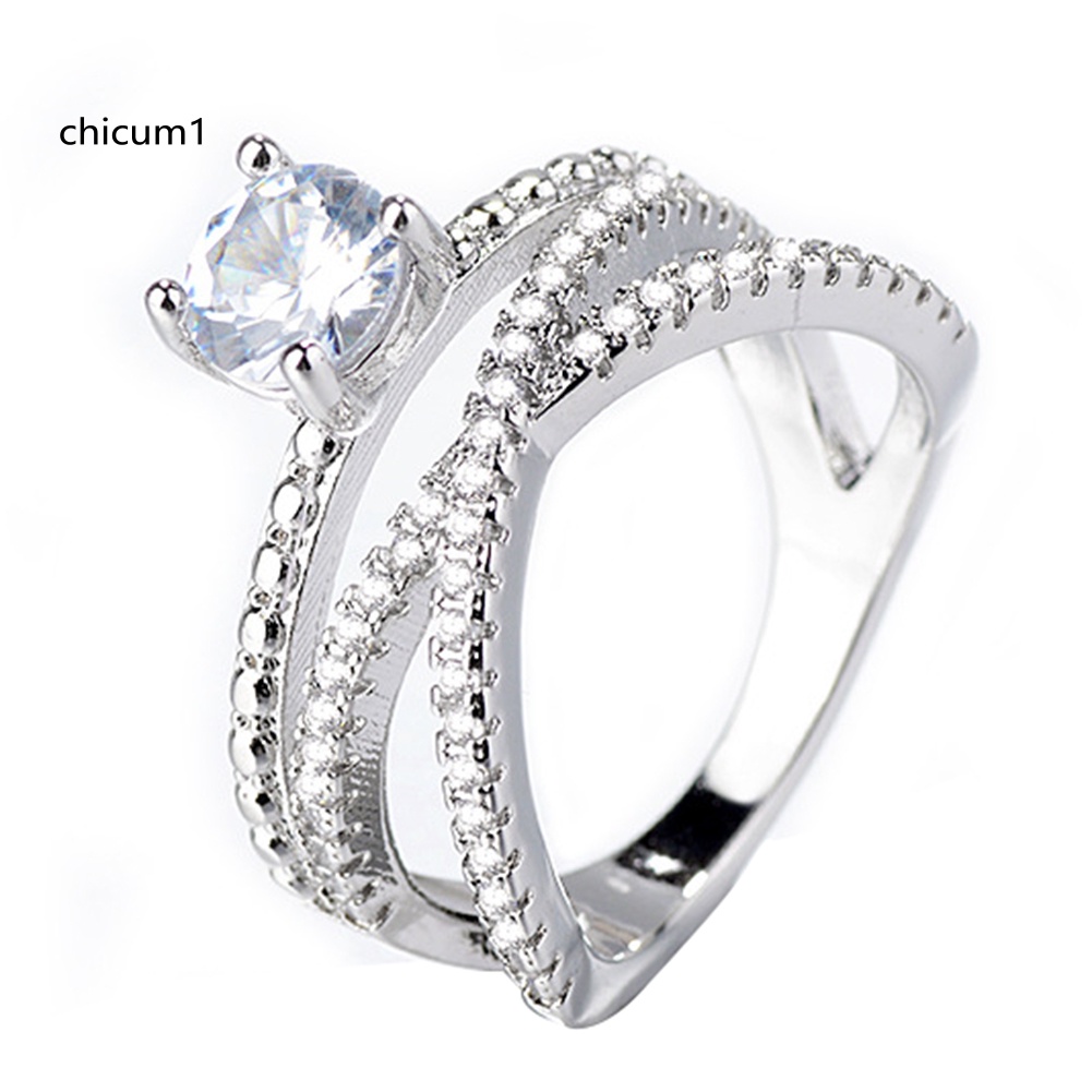 Nhẫn Đính Hôn Đính Đá Quý Nhân Tạo Thời Trang Dành Cho Nữ