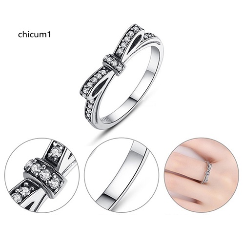 Nhẫn Hợp Kim Mặt Hình Nơ Đính Đá Phong Cách Retro Cho Nữ