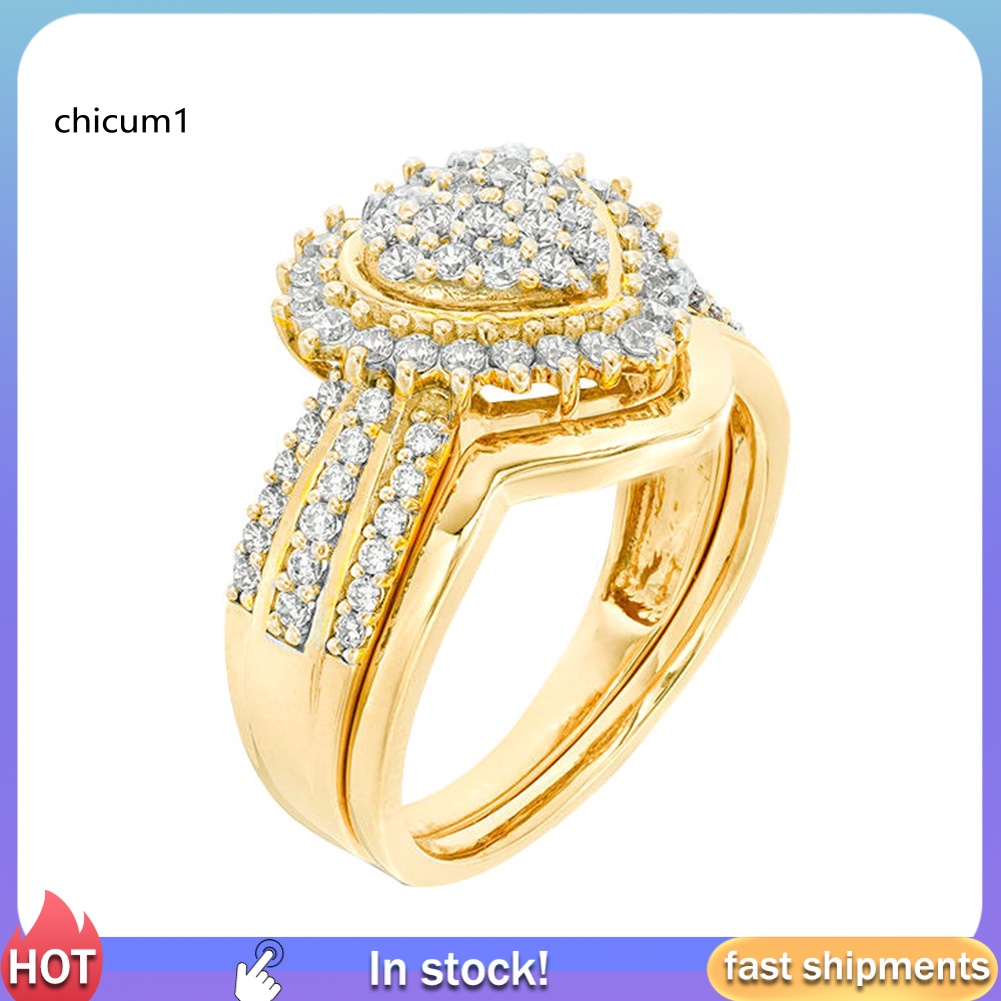 Nhẫn Đính Đá Zircon Hình Trái Tim Thời Trang Cho Nữ