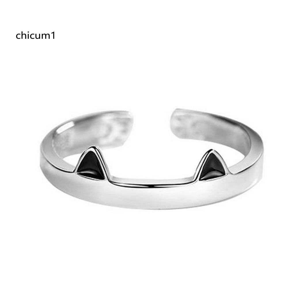 Nhẫn Cặp Mạ Bạc Hình Tai Mèo Dễ Điều Chỉnh