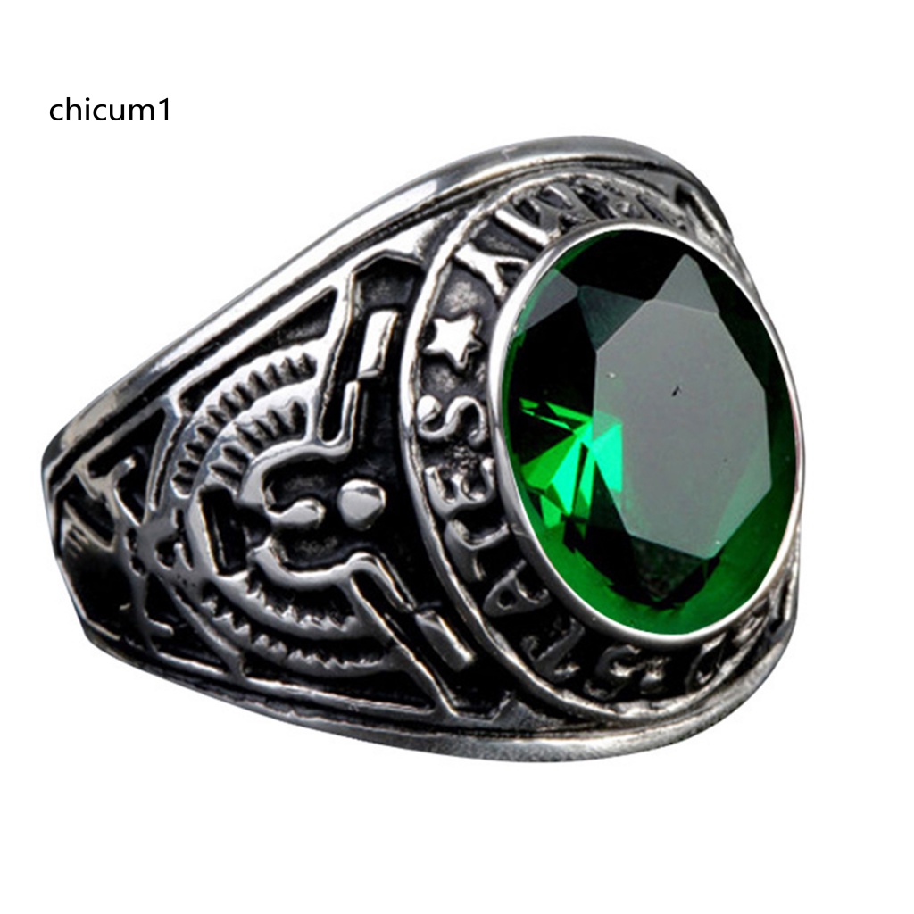 Nhẫn Đính Đá Hình Oval Phong Cách Punk Cổ Điển