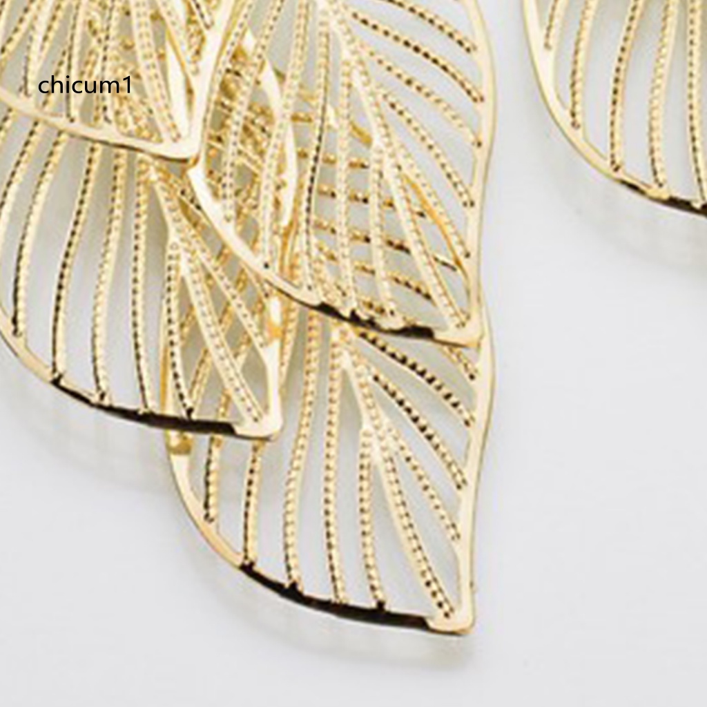 1 Đôi Bông Tai Hình Chiếc Lá Bằng Thép Không Gỉ Thiết Kế Viền Xoăn Thời Trang Dành Cho Nữ