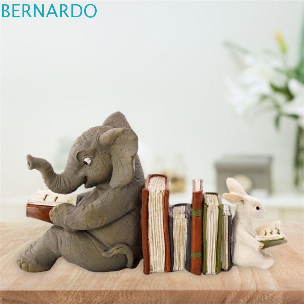BERNARDO Mô Hình Tượng Động Vật Thỏ / Voi Đọc Sách Bằng Nhựa Resin Dễ Thương Trang Trí Nhà Cửa