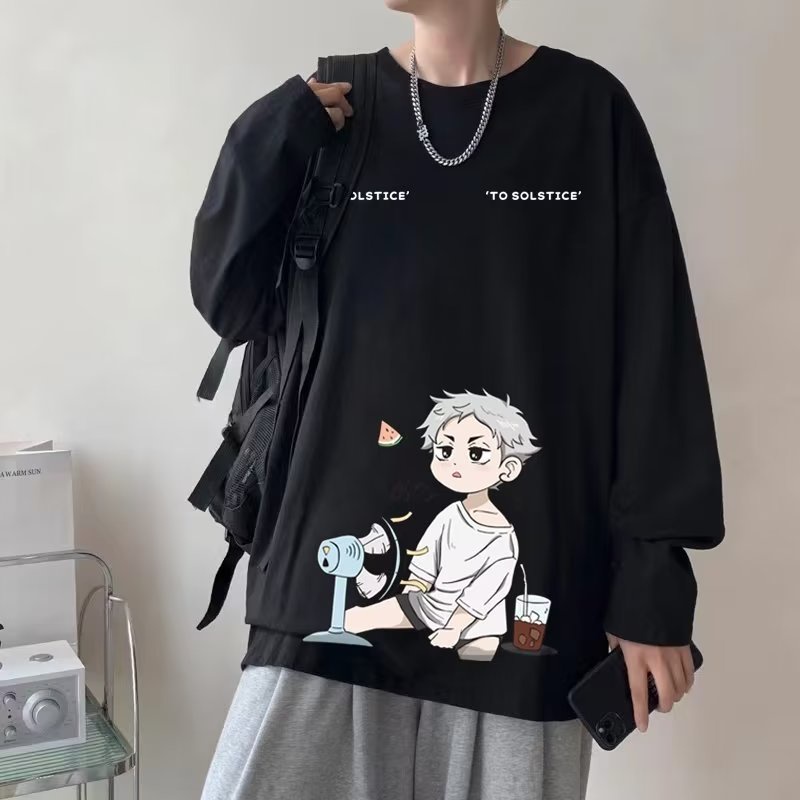 áo phông nam big size có size lớn M-8xl Áo Thun Tay Dài Oversize Chất Liệu Cotton In Họa Tiết Hoạt Hình Phong Cách Mỹ Thời Trang Mùa Thu Cho Nam Và Nữ