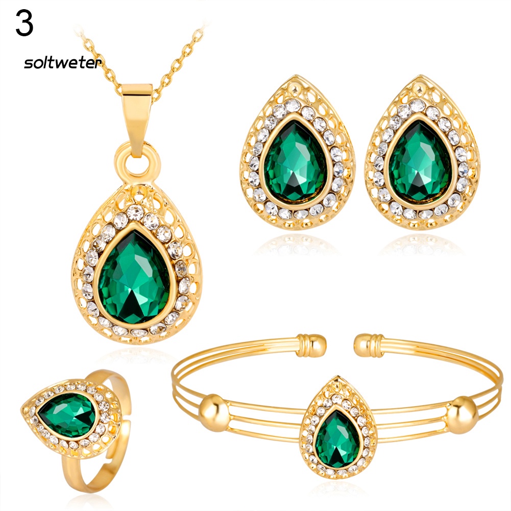 Bộ Trang Sức Mạ Vàng Hình Giọt Nước Phong Cách Retro