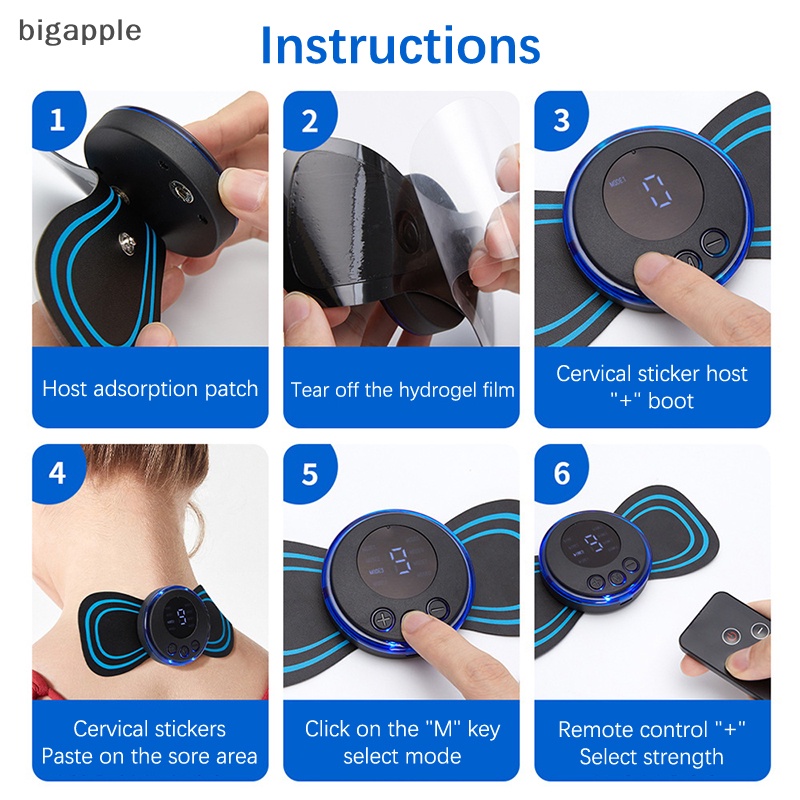 Máy Mát Xa Kéo Căng Cổ EMS Màn Hình LCD 8 Chế Độ Tiện Dụng