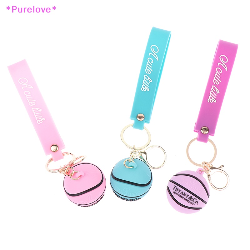 1 Móc Khóa Cao Su PVC Hình Quả Bóng Rổ 3D Mới