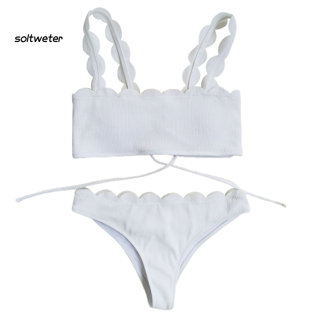 Bộ Bikini 2 Mảnh Có Viền Nâng Ngực Màu Sắc Đơn Giản Quyến Rũ Cho Nữ