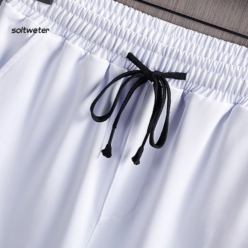 Set Đồ Thể Thao 2 Món Áo Thun Tay Ngắn Cổ Tròn Phối Dây Rút Co Giãn Phối Quần Short Ống Rộng In Họa Tiết Thời Trang Đường Phố