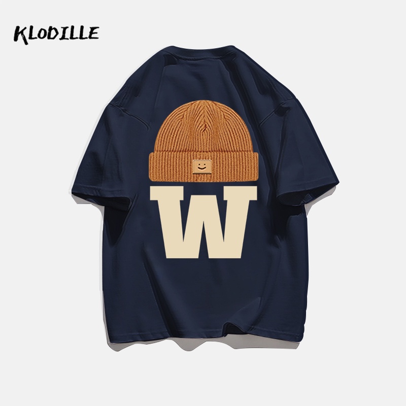 KLODILLE Áo Thun 100% Cotton Tay Ngắn Dáng Rộng In Hoạ Tiết Đơn Giản Trẻ Trung Cho Nam Giới Local Brand