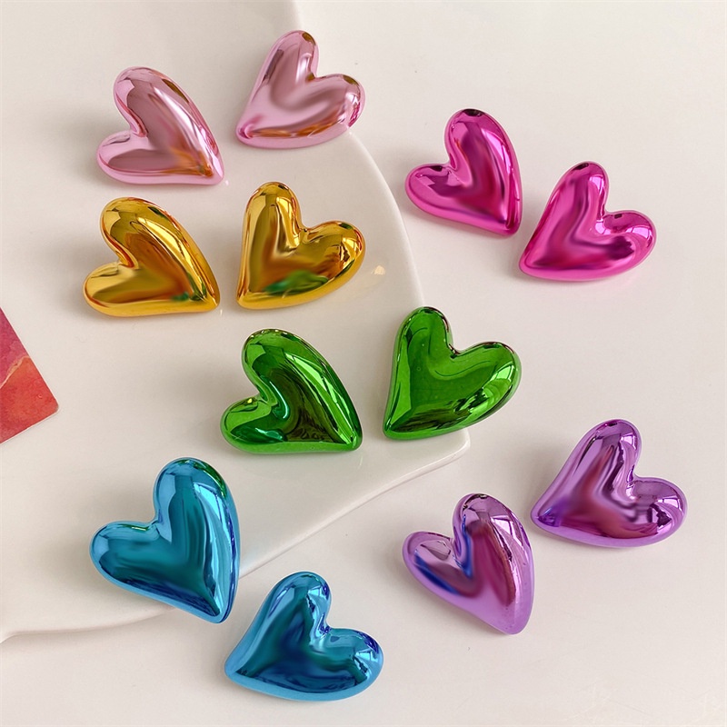 1 Đôi Bông Tai Hình Trái Tim Bằng acrylic Phong Cách Hàn Quốc