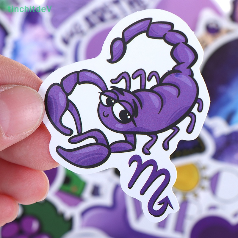 Bộ 50 Miếng Dán Màu Tím Họa Tiết Hoạt Hình Trang Trí Vali / Laptop / Xe Đạp / Xe Hơi DIY