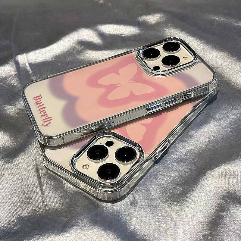 Pink Butterfly 14promax Apple 13 Phone Case Iphone12 Soft 11 Simple Ins Style 7/8plus Drop-Resistant WHo5