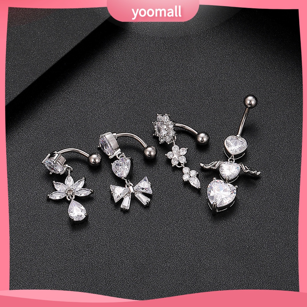 1 Khuyên Rốn Hình Hoa Đính Đá Zircon Quyến Rũ Cho Nữ