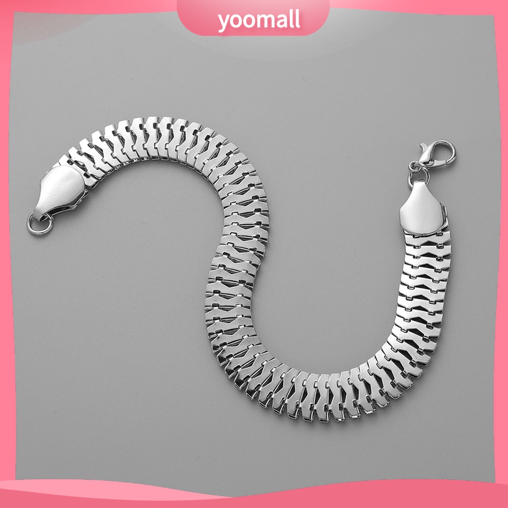 [YM] Vòng Đeo Tay Dạng Kẹp Tôm Hùm Bằng Thép Không Gỉ Bề Mặt Nhẵn Hình Rắn Đơn Giản Cá Tính Chống Rỉ Sét Trang