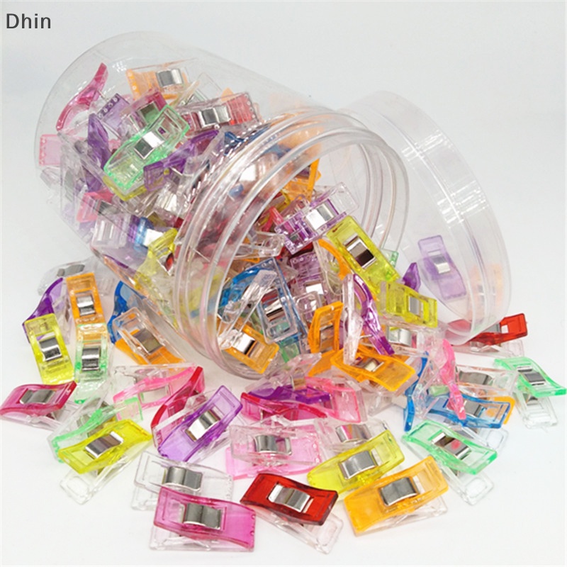 [Dhin] 50Pcs Colorful Sewing Craft Quilt Binding Sewing Clips Plastic Clips Clamps Pack COD
