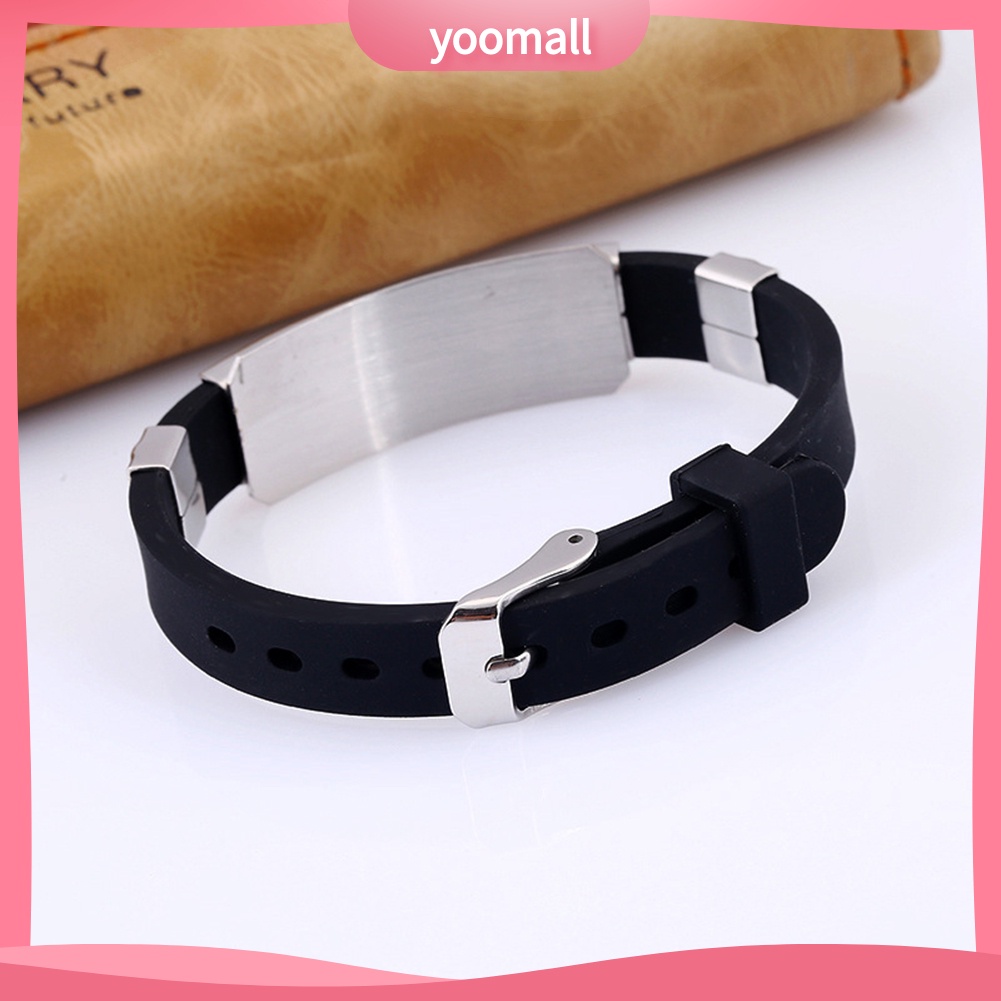 Vòng Tay Silicone Khóa Kim Loại Không Gỉ Cho Nam